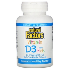 Vitamina D3 Infantil Morango, 400 UI | 100 Comprimidos Mastigáveis