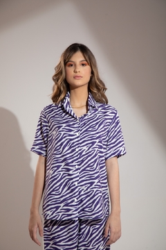 Camisa Eloah - Zebra Print Roxo - Lara Ildefonso Brand