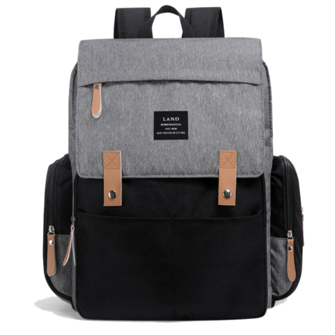 Mochila maternal NEW LAND - Gris con negro