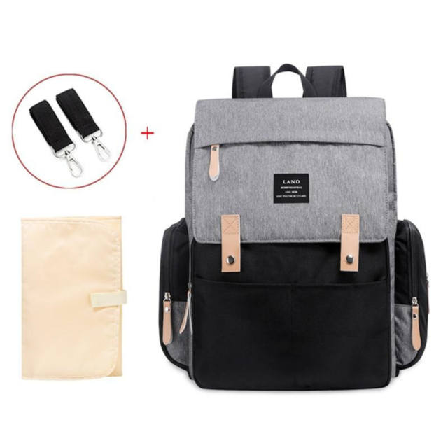 Mochila maternal NEW LAND - Gris con negro