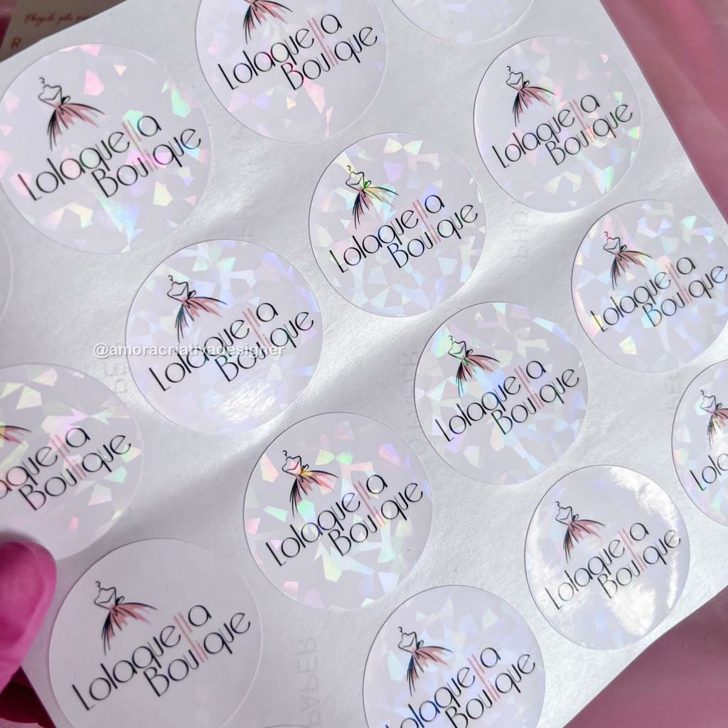 100 ADESIVOS HOLOGRÁFICOS (com sua marca)