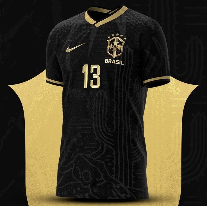 Camisa Nike Brasil 2022/23 - Conceito Preta + Dourado