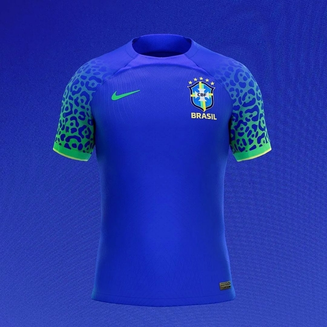 Comida sana piso cristiano Camisa Seleção Brasil II 2022 Torcedor Nike Masculina - Azul COPA 2