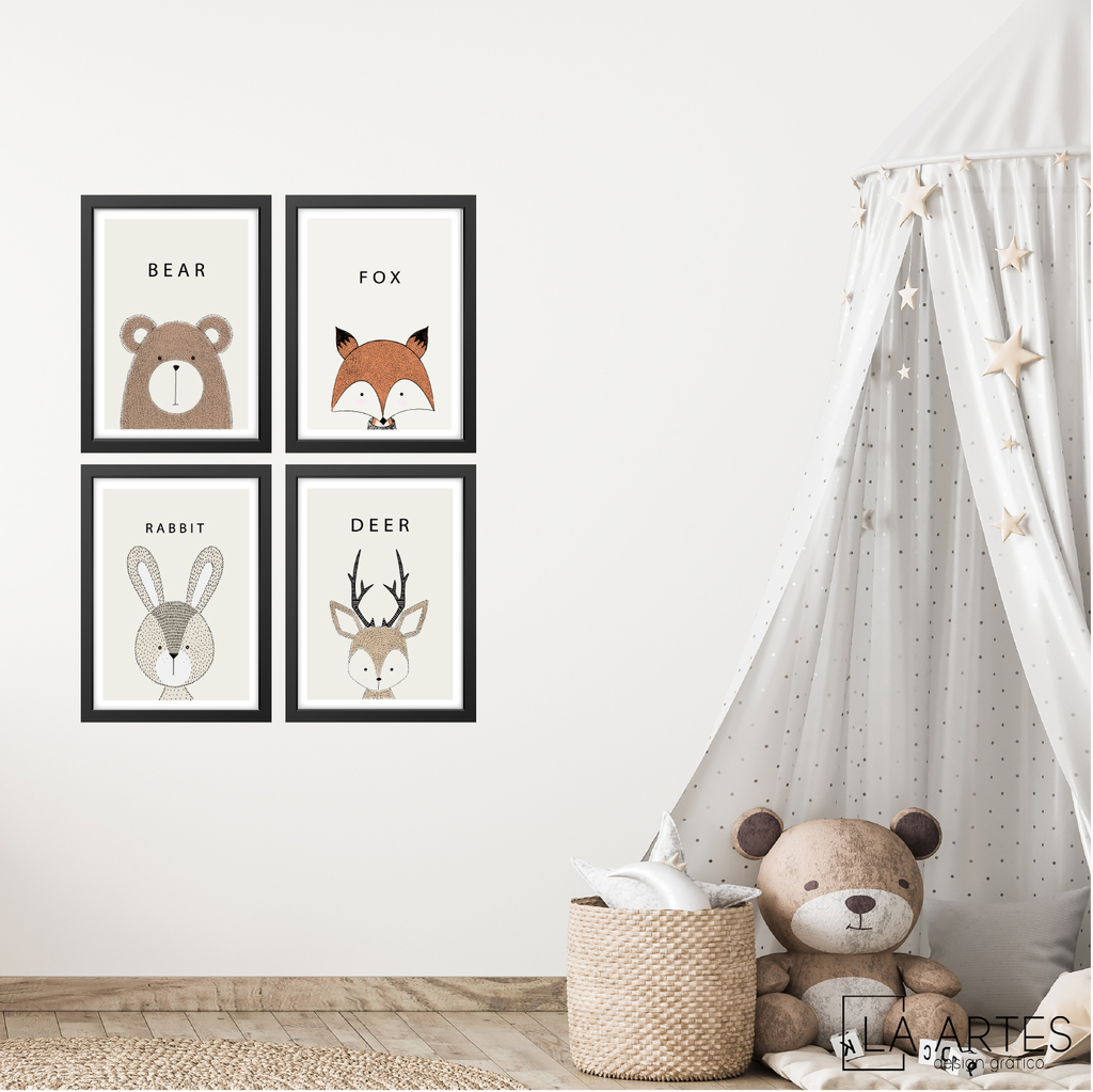 Quadro Decorativo Infantil Panda Fofo Desenho Animais em Promoção