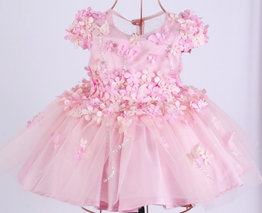 Vestido flora rosa - Menina Bonita de Laço de Fita