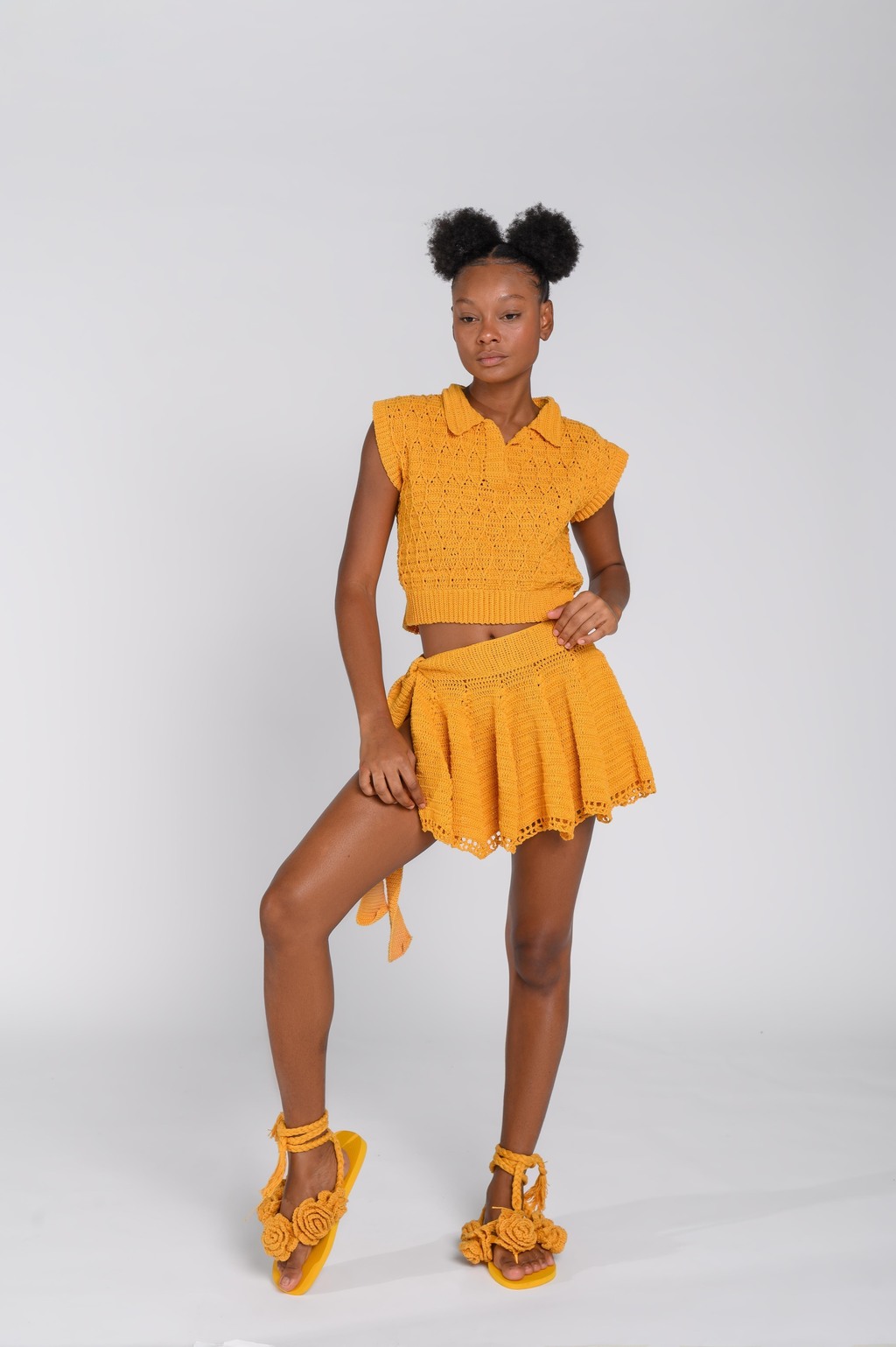 Pray Big Cropped Tank, Mustard