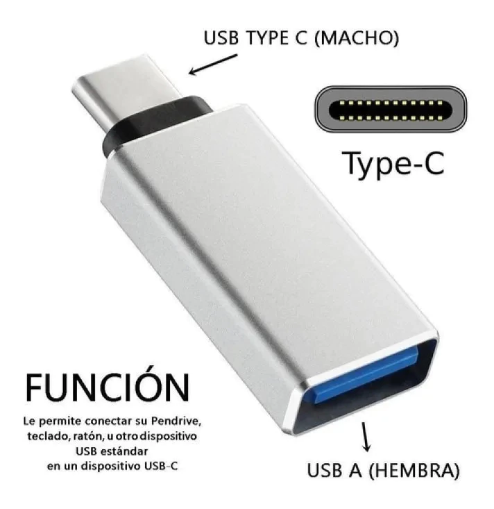 comodidad Formular Parlamento ADAPTADOR OTG USB A USB HEMBRA A USB TIPO C MACHO 3.1
