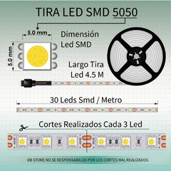 TIRA LED RGB 5050 5M SIN FUENTE (CON CONTROL ) BLUETOOTH - tienda online