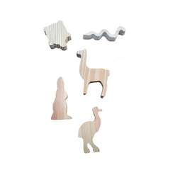 Animales De Madera Sin Pintar Rústicos Sin Lijar X5 Surtidos