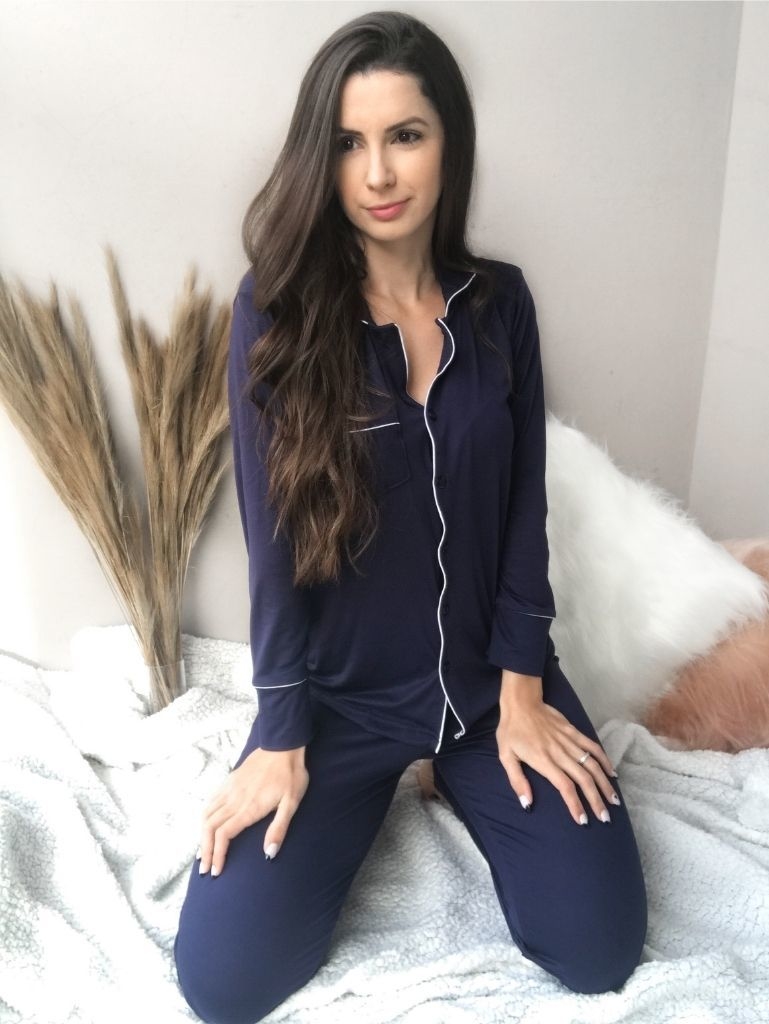 Pijama feminino de botão - Flor de Mulher moda íntima.