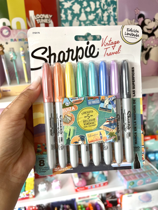 Marcadores Sharpie Fino x 8 Vintage Travel - Edición Limitada-