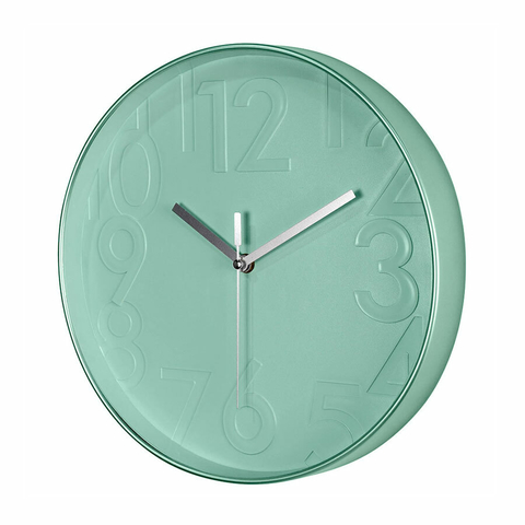Reloj De Pared Con Agujas Verde Aqua 30cm Grande Decoración