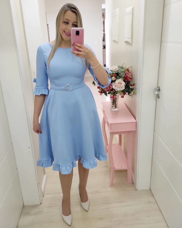 Vestido Azul Claro Fernanda - Comprar em Menina Chik