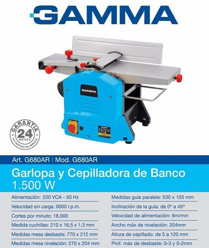 Garlopa Y Cepilladora Gamma Mod G684 - 1250w