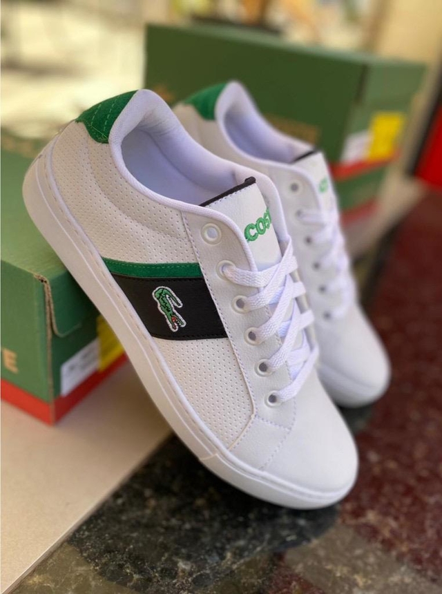 Tenis sapatenis Lacoste branco verde - Damajor