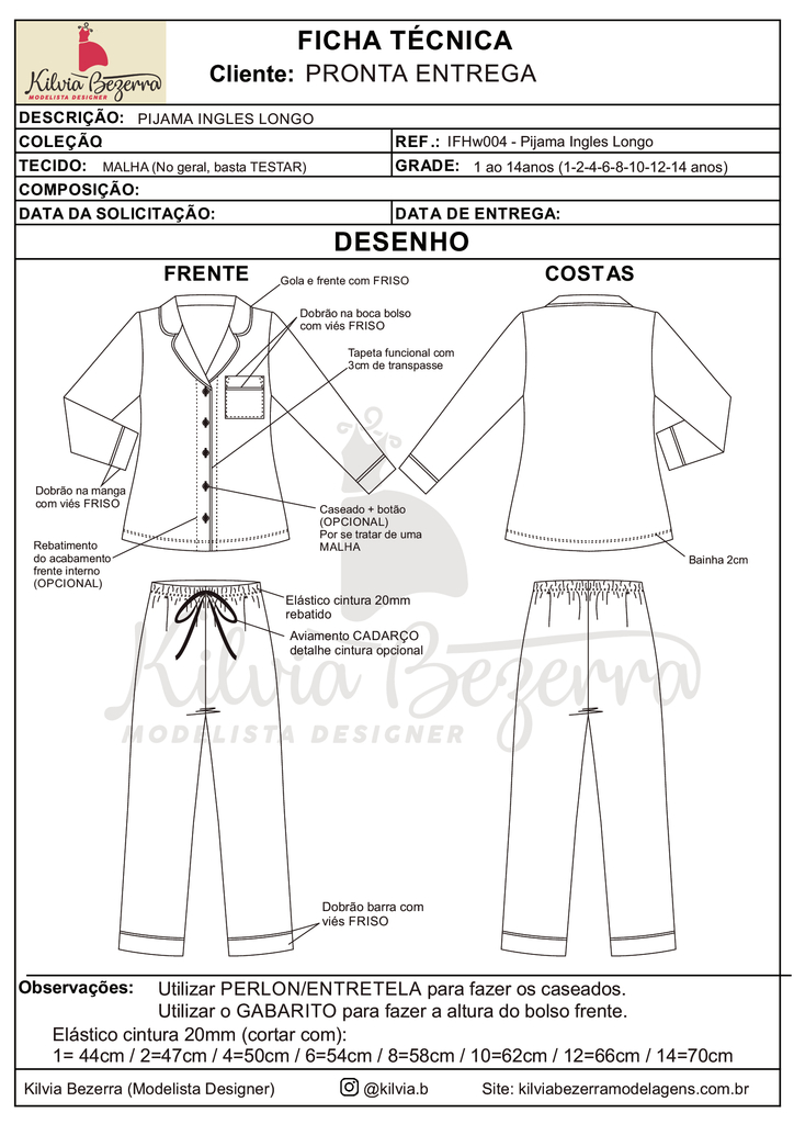 Modelagem - Pijama Ingles longo (IFHw004)