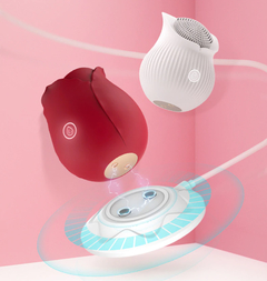Vibrador Massageador Sexual Para Clitoris E Mamilos Formato de Rosa - 7 Velocidades - Recarregavel - loja online