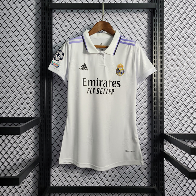 Camisa Real Madrid Home I 22/23 Torcedor Adidas Feminina - Branca