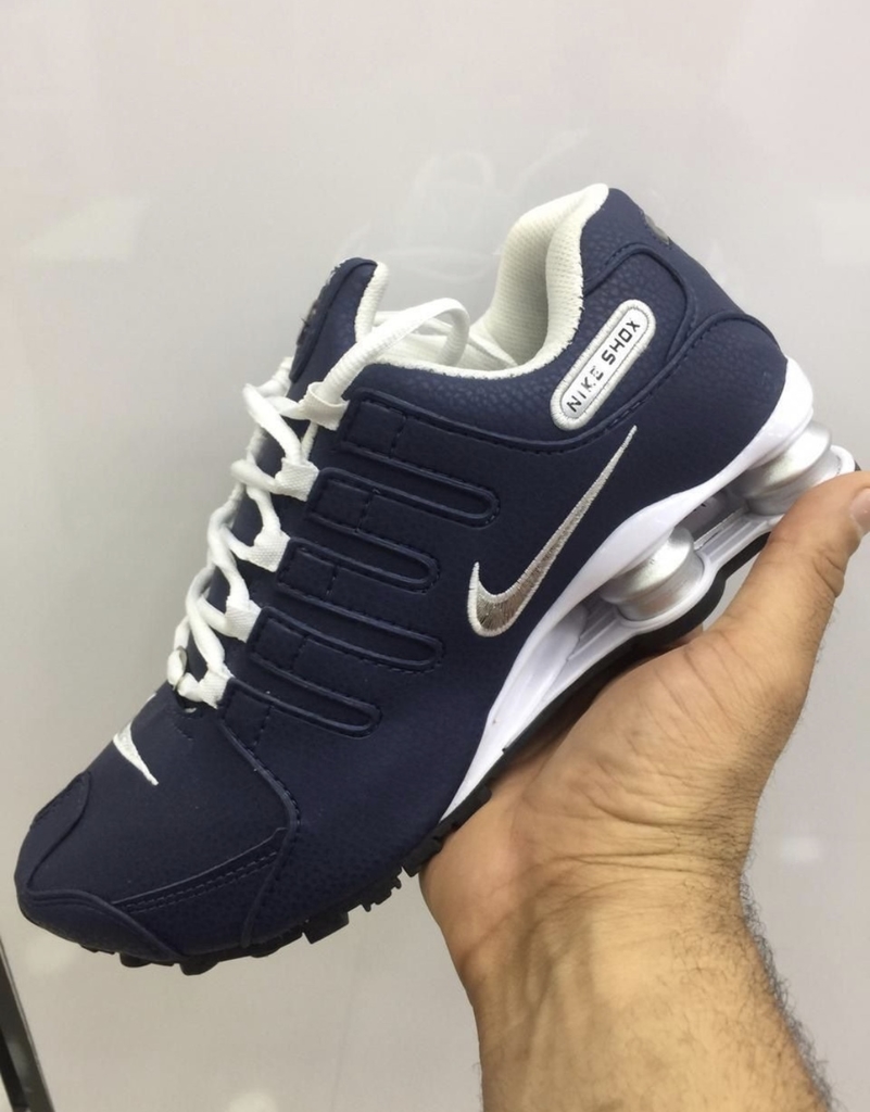 nike shox azul marinho e prata