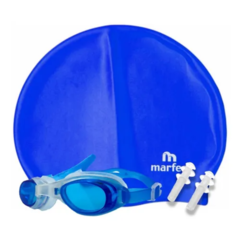Combo Gorro Silicona + Antiparras + Tapones Marfed Natacion en internet