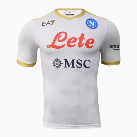 Camisa Napoli II Away 2021/22 EA7 Masculino Torcedor - Branco e Dourado
