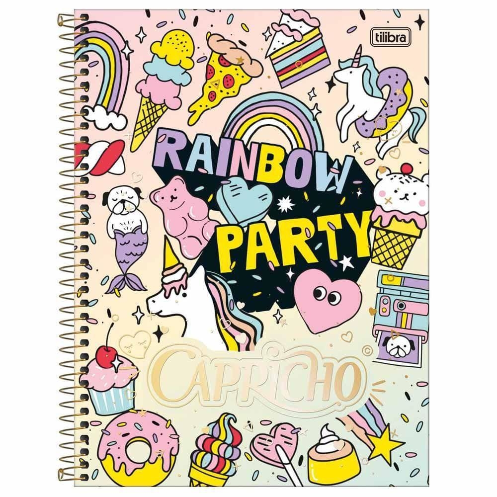 Caderno Universitário Capricho - Rainbow Party - Tilibra - 10 matérias -  200 folhas - 20 cm x 27,5 cm