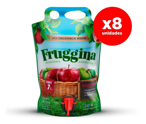 Jugo Concentrado De Manzana Fruggina Pack 8 X 1 Lt