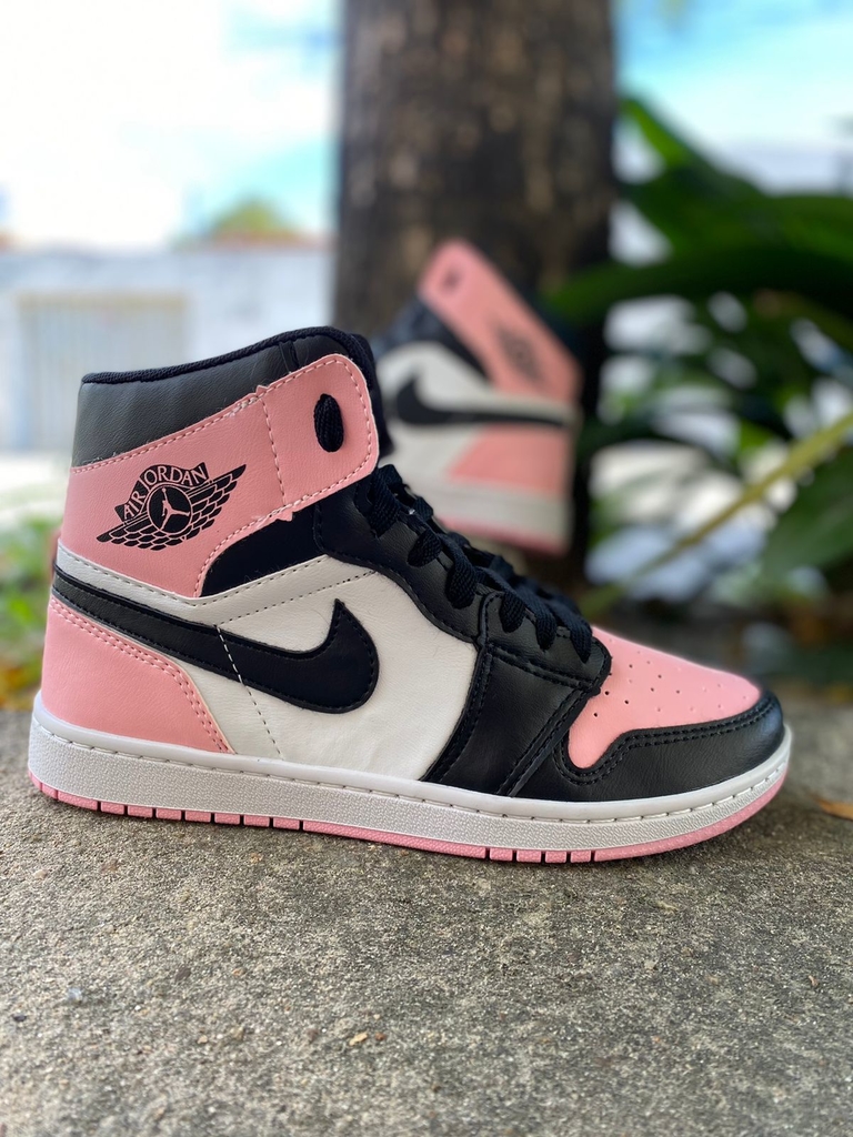 Bota Air Jordan 1 - PRETA/PINK - Fortal Shoes