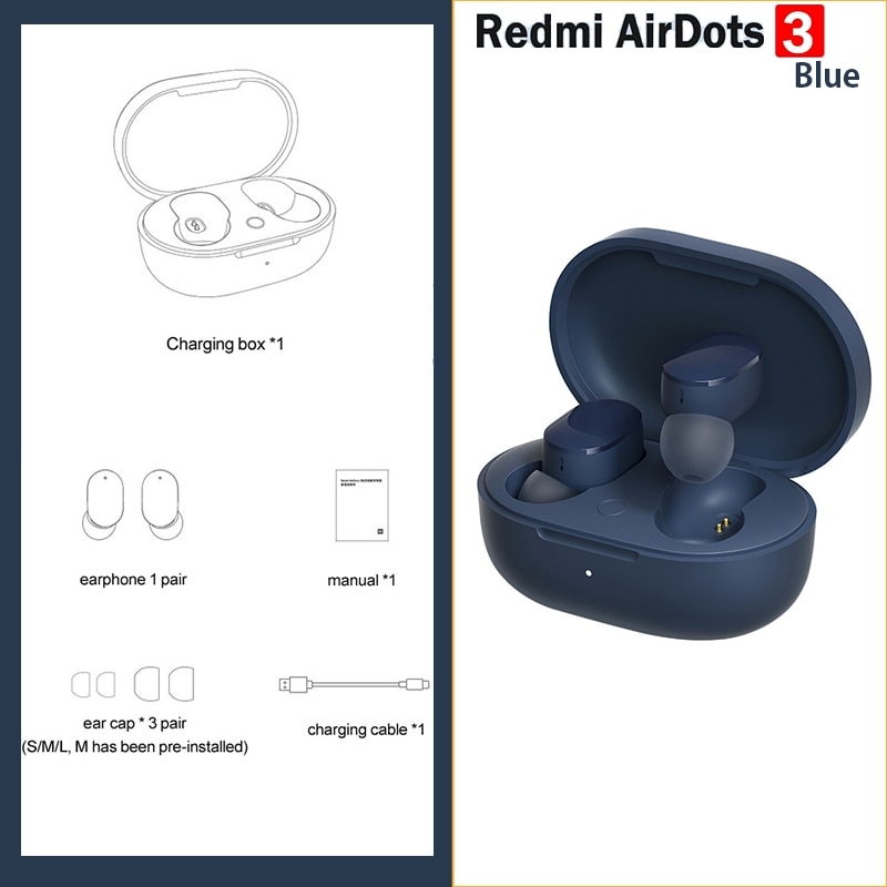 Fone de ouvido sem fio Xiaomi Redmi Airdots 3 original