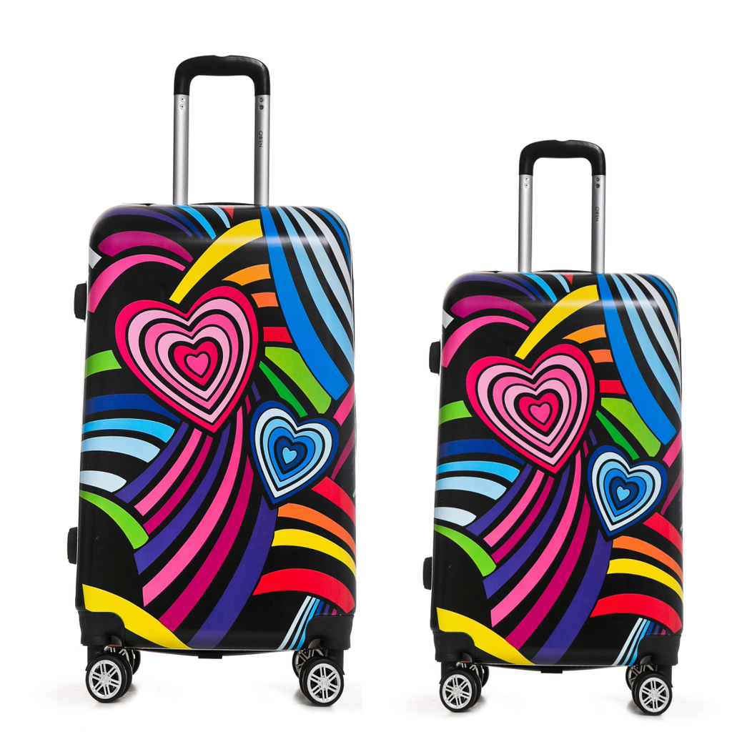 Set x 2 Valijas Semirigidas Estampadas 4 Ruedas Giratorias
