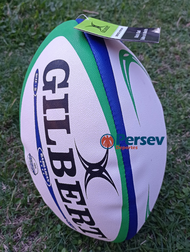 Ballon De Rugby GILBERT Barbarian 2.0 - Taille 5 - Blanc/Vert - Neuf Pour Match