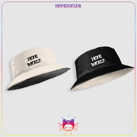 BUCKET HAT HOPE WORLD 2 EM 1 - bege e preto