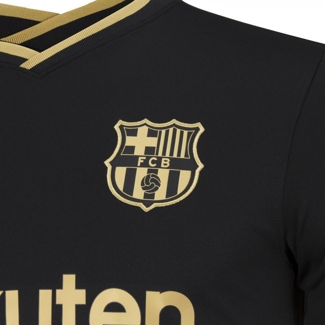 Camisa Barcelona Away 20/21 - Nike (Torcedor) Masculina - Preta e Dourada