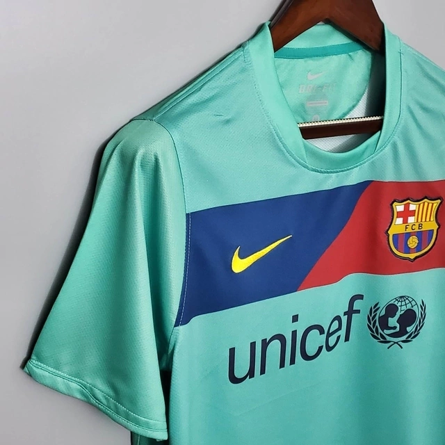 Camisa Barcelona Away 2010-2011 Torcedor Nike Masculina - Verde e Azul
