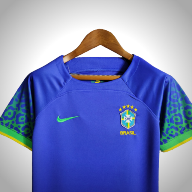 Kit Infantil Brasil Copa de 2022 Torcedor Nike - Camisa Azul + Short