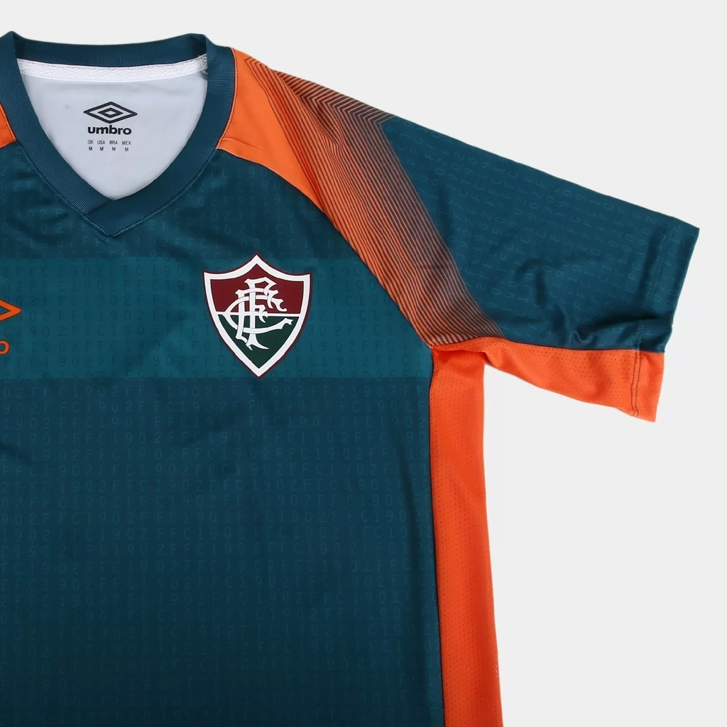 Camisa Fluminense 2023 - Aquecimento Masculino - Verde e Laranja