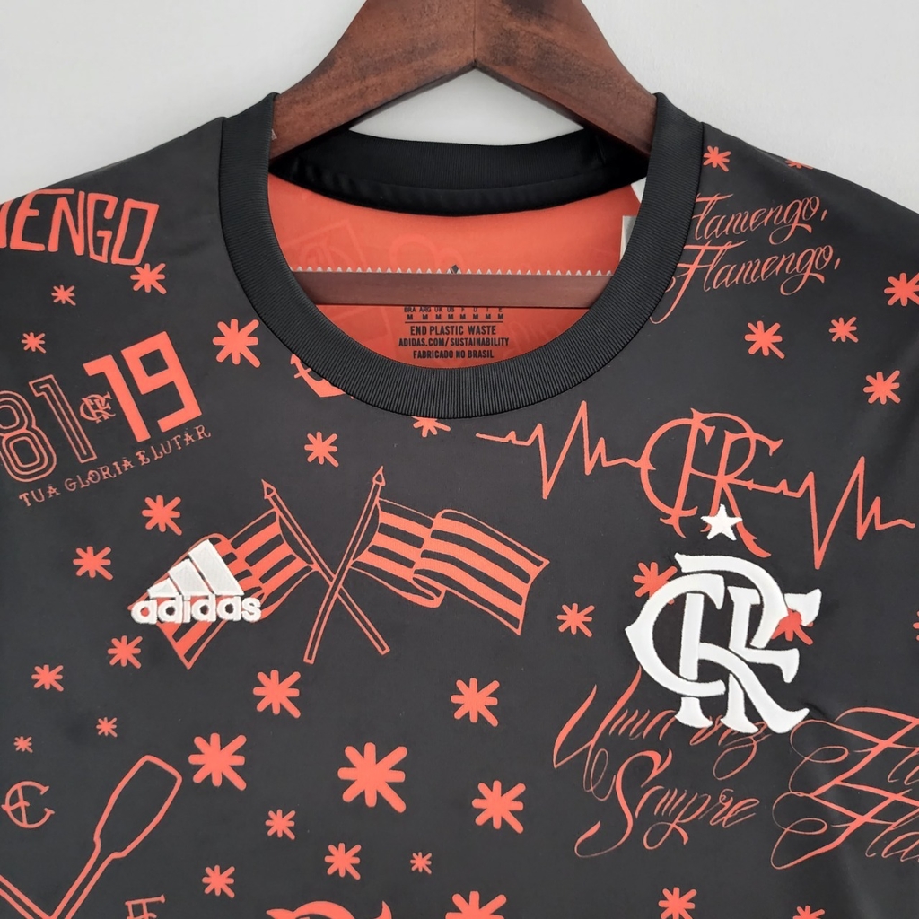 Camisa de Aquecimento Flamengo 22/23 - Pré-Jogo Feminina - Preta