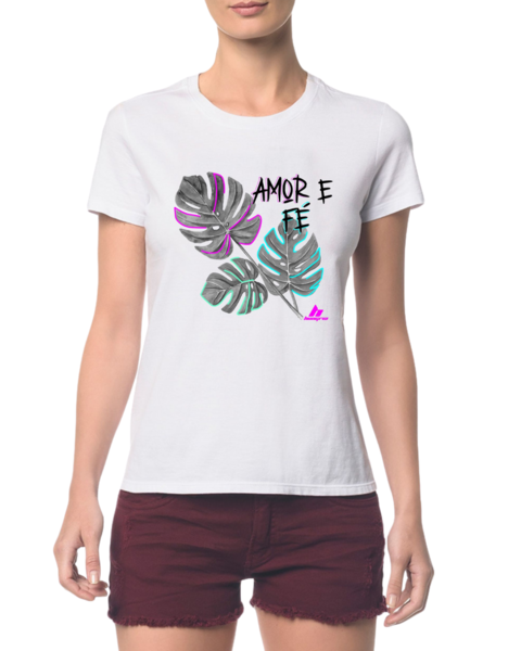 Camiseta Feminina Amor e Fé-Baby Look - Hungria Store