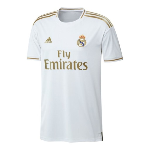 Camisa Real Madrid Home 19/20 Torcedor Adidas Masculina - Branco e Dourado