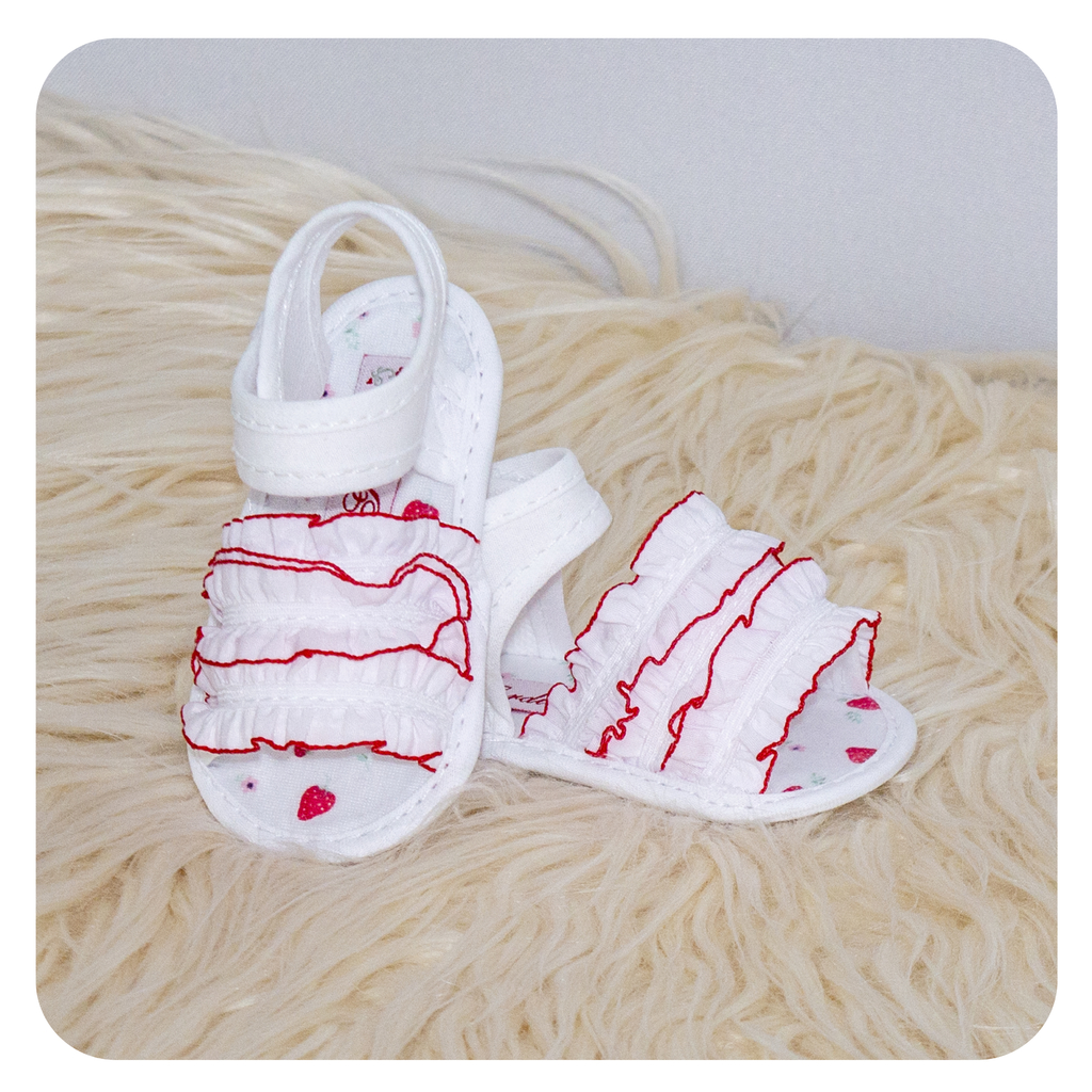 Sandalia nena Blanca con bolados - Comprar en Pletiotos