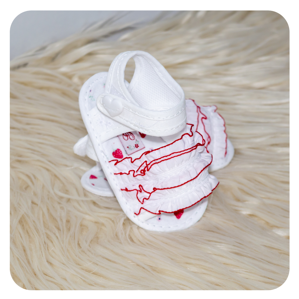 Sandalia nena Blanca con bolados - Comprar en Pletiotos
