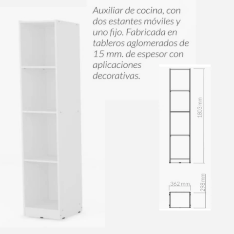 Mueble Auxiliar Despensero Mediano sin Puerta en Color Blanco