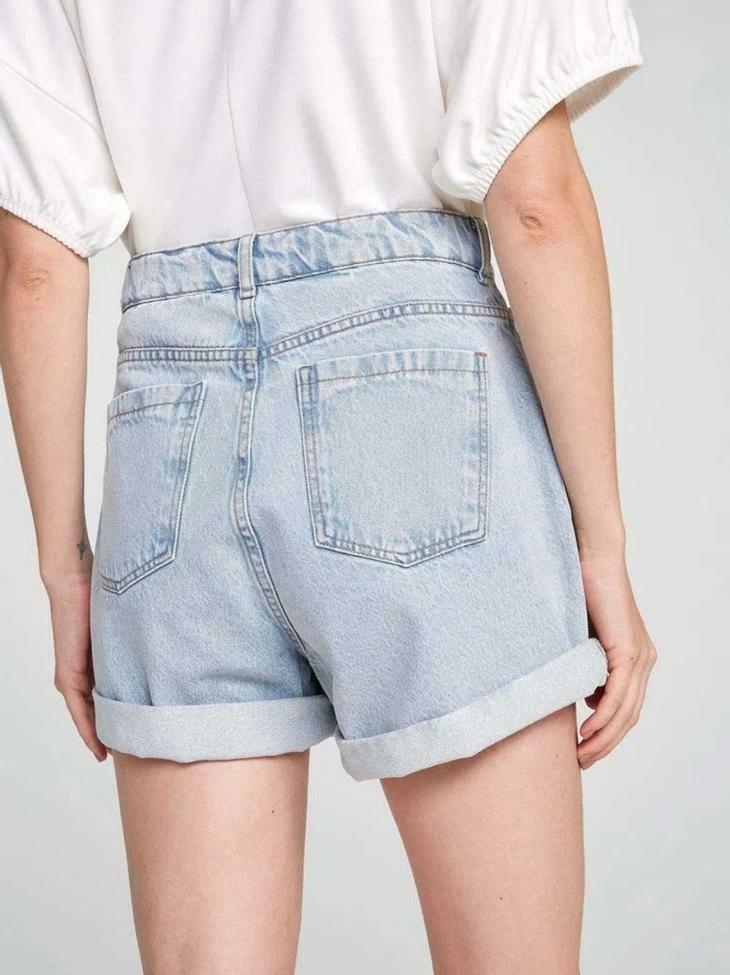 Shorts Jeans Feminino Mom Cintura Super Alta