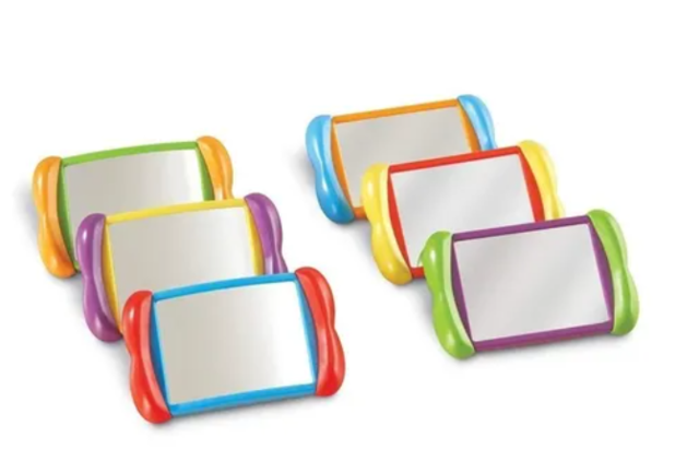 Espejo Montessori Infantil Irrompible - 37.5x17.3 Cm, Plegable, Para Coordinación Mano-Ojo, Decoración Guardería