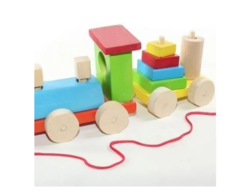 Tren De Arrastre Encastre Madera Didáctico 40 Cm 2 Vagones