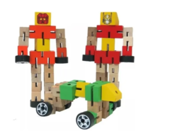 Robot Transformer Madera Juego Articulado Infantil Motricida