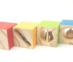 Kit Instrumentos Musicales Cubos X4 Sonajero Guitarra Madera