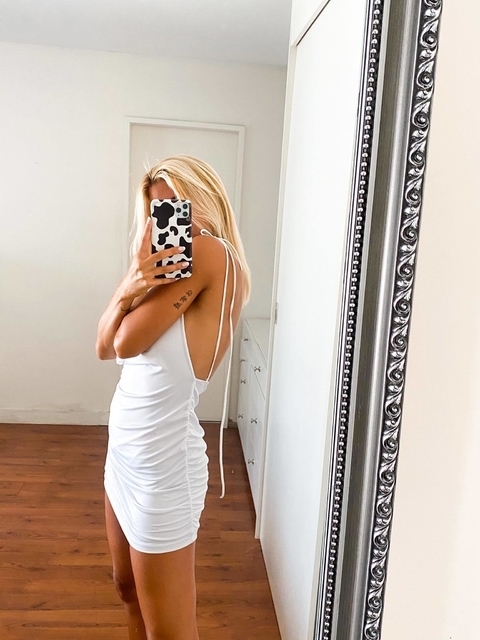Vestido Manga Larga Fruncido Corte Tiras
