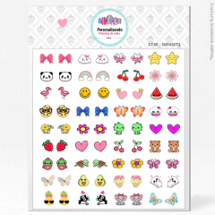 Adesivos/Películas para unhas - Cartelão 72 Peliculas Infantil