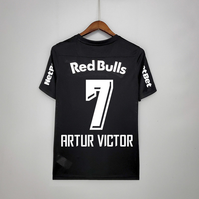 Camisa Red Bull Bragantino Com Todos Patrocínios Preta Masculina 2021 / 2022